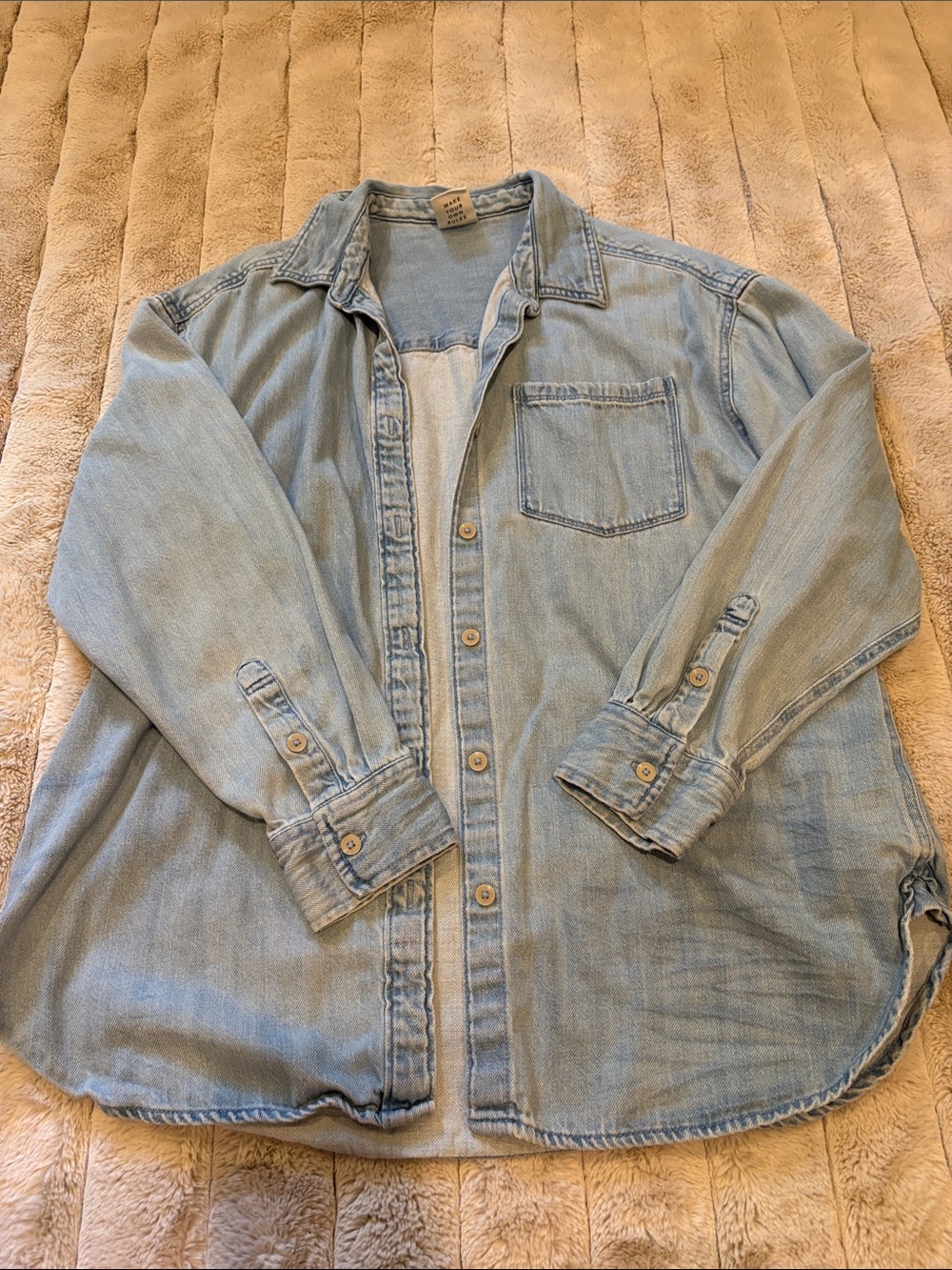 aerie Light Blue Denim Button-Down Shirt